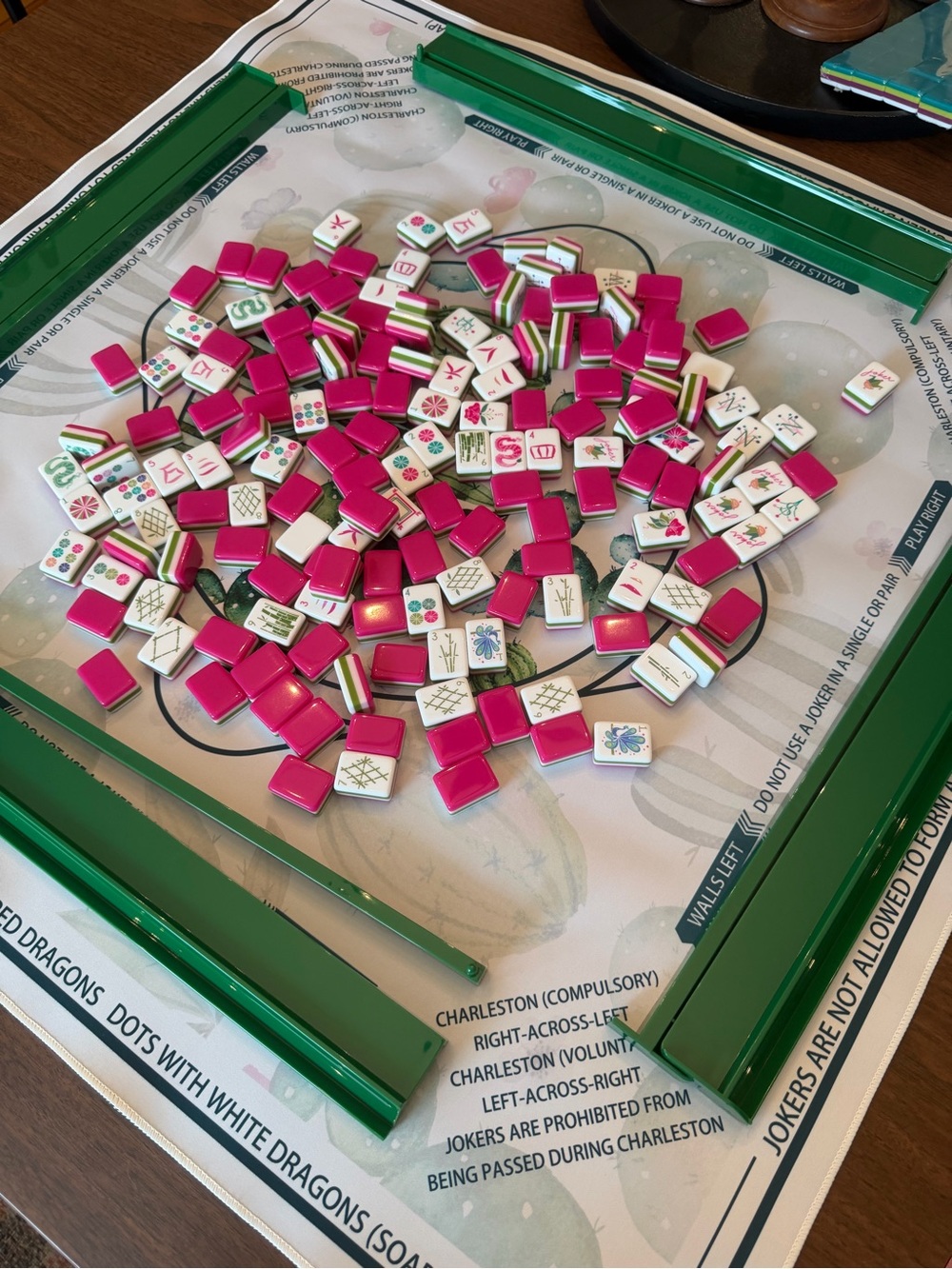 Pink and White Cactus Mahjong MAT ONLY - Picture 2 of 14